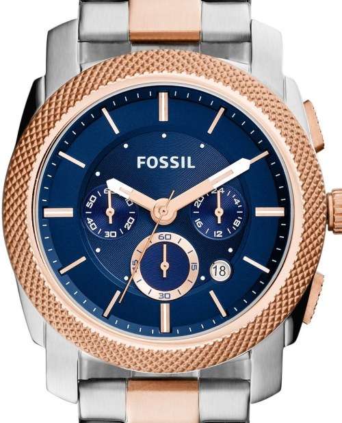 Authentic FOSSIL Machine Two Tone Stainless Steel Chronograph Mens Watch