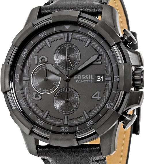 Authentic FOSSIL Grant Black Chronograph Mens Watch
