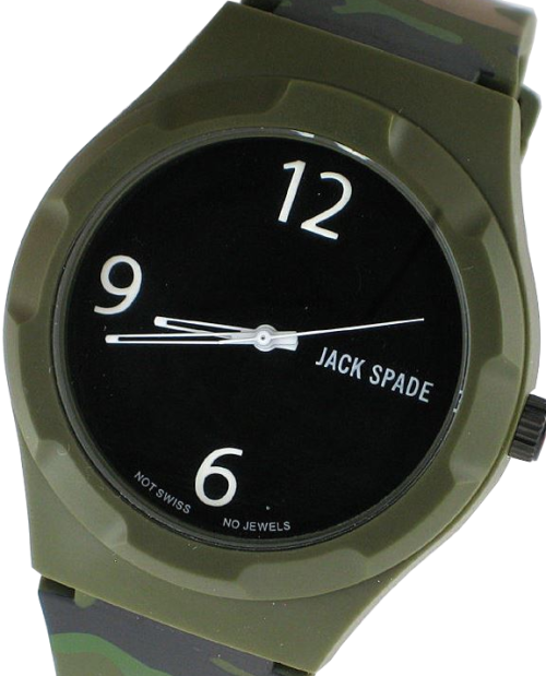 Authentic JACK SPADE by FOSSIL Camo Print Green Rubber Mens Watch