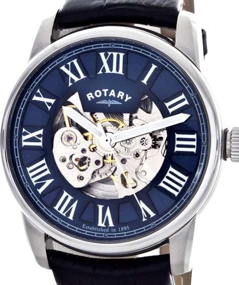 Authentic ROTARY Skeleton Automatic Mens Watch