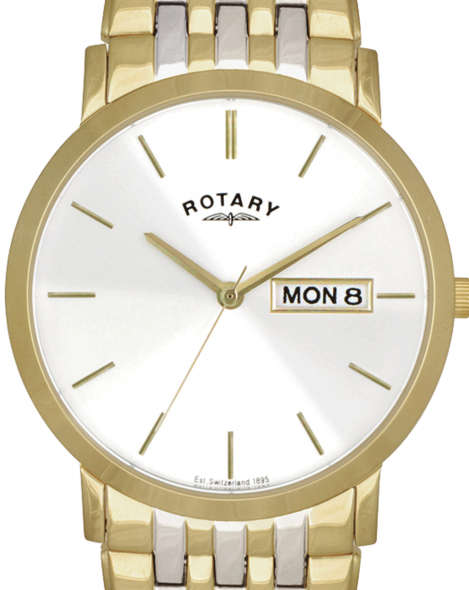 Authentic ROTARY Windsor Two Tone Stainless Steel Mens Watch