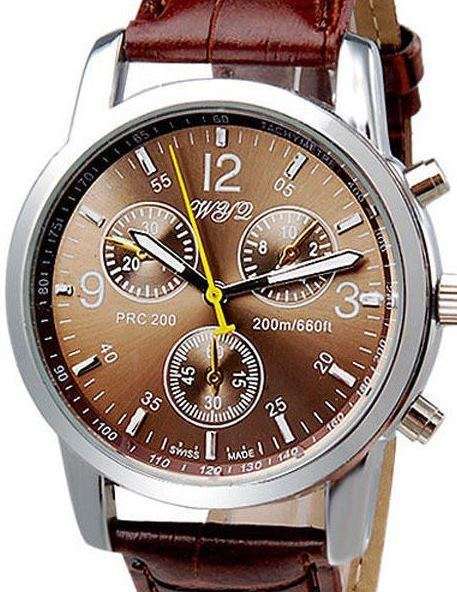 Classic PU Leather PRC200 Brown Dial Mens Watch