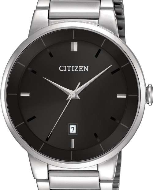 Authentic CITIZEN Ultra Slim Stainless Steel Black Dial Mens Watch