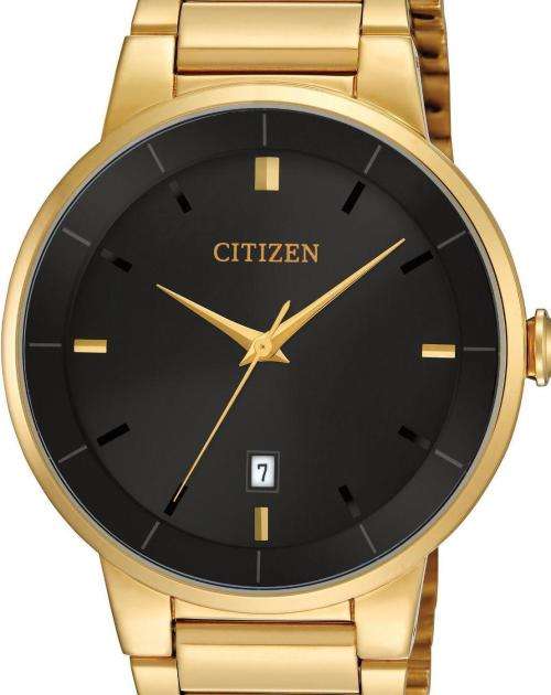 Authentic CITIZEN Ultra Slim Stainless Steel Black Dial Mens Watch