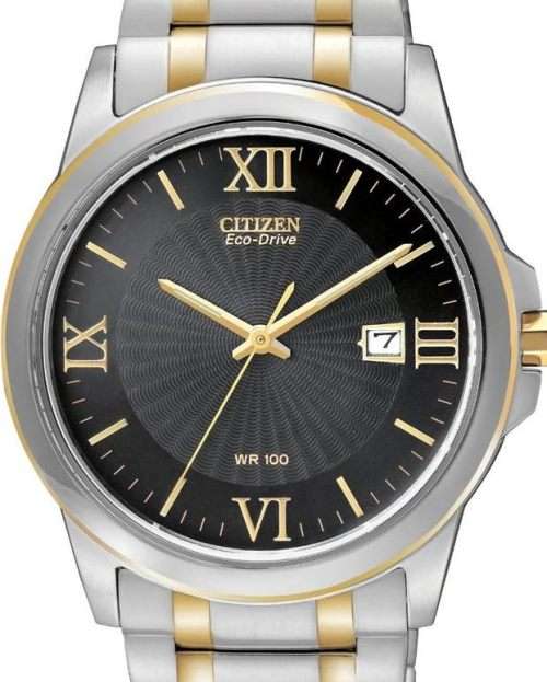 Authentic CITIZEN Eco-Drive Two Tone Stainless Steel Mens Watch