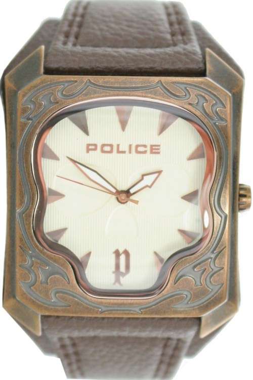 Authentic POLICE Brown Leather Mens Watch