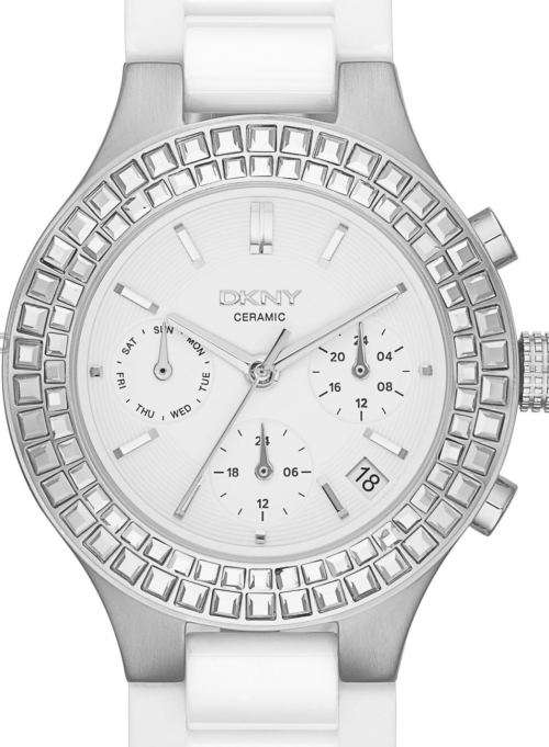Authentic DKNY Chambers White Ceramic Multifunction Ladies Watch