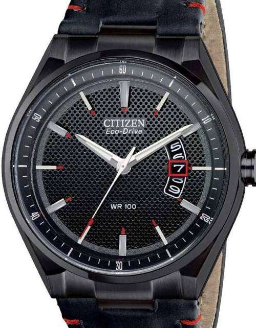 Authentic CITIZEN Eco-Drive CTO 2.0 Black Leather Mens Watch