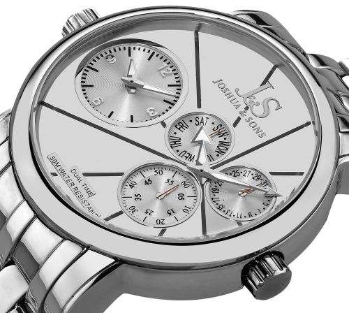 Authentic JOSHUA & SONS Dual Time Multifunction Oversized Mens Watch
