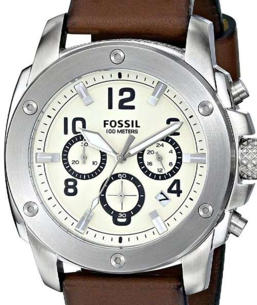 Authentic FOSSIL Machine Brown Leather Chronograph Mens Watch