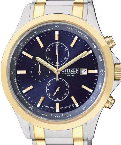 Authentic CITIZEN Two Tone Stainless Steel Chronograph Mens Watch