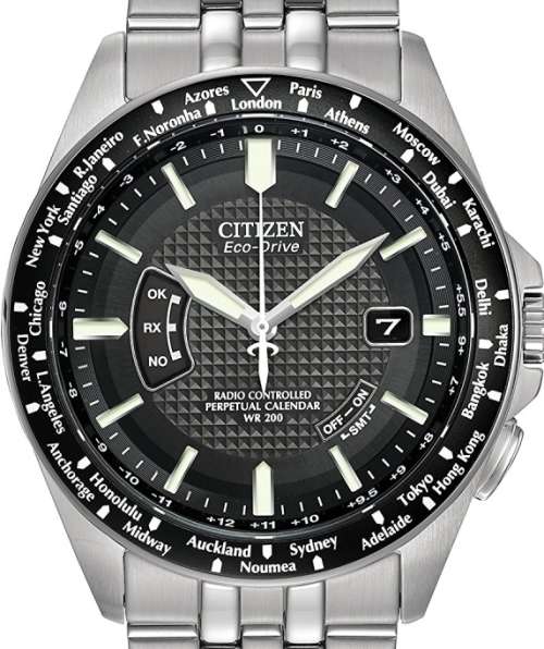 Authentic CITIZEN Eco-Drive Perpetual World Atomic Timekeeping Mens Watch
