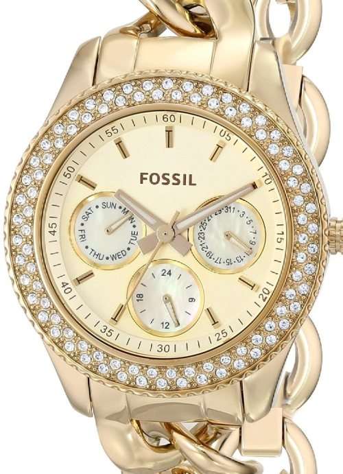 Authentic FOSSIL Stella Crystal Accented Multifunction Ladies Bracelet Watch