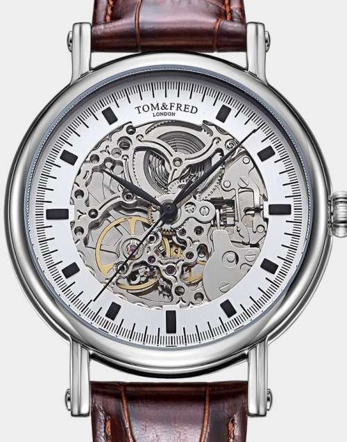Authentic TOM & FRED of LONDON Portendorf Skeleton Automatic Mens Watch