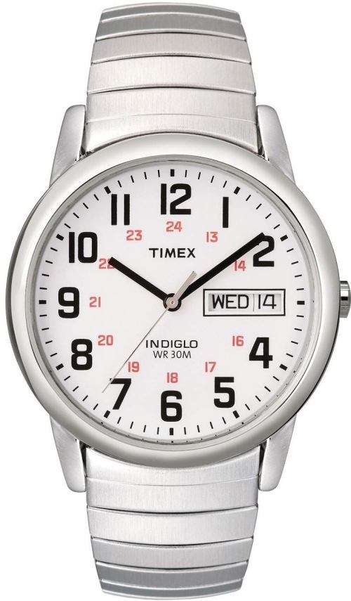 Authentic TIMEX Indiglo Stainless Steel Stretch Band Mens Watch