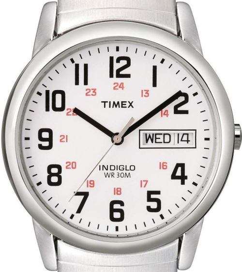 Authentic TIMEX Indiglo Stainless Steel Stretch Band Mens Watch