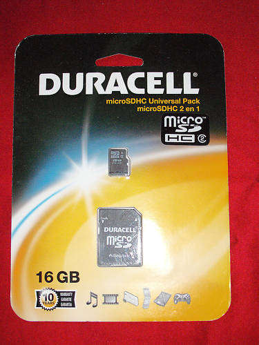 Duracell 16GB Micro SDHC memory card with adapter