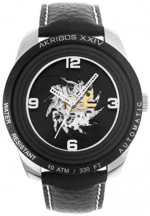 AKRIBOS XXIV Shutter Automatic Skeleton Oversized Mens Watch