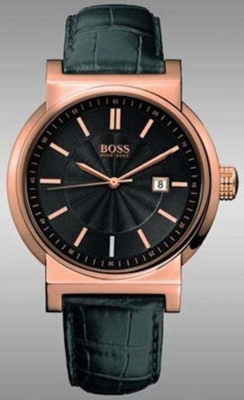 HUGO BOSS Rose Gold & Black Dial Mens Watch