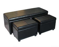 CIELO Faux Leather 3-piece Ottoman Set
