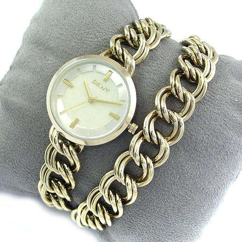 DKNY Gold Tone Ladies Chain Bracelet Watch