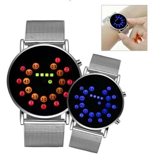 Roll Ball Analog Display Men Watches Exquisite Inspired LED Watch Stainless Steel Sports