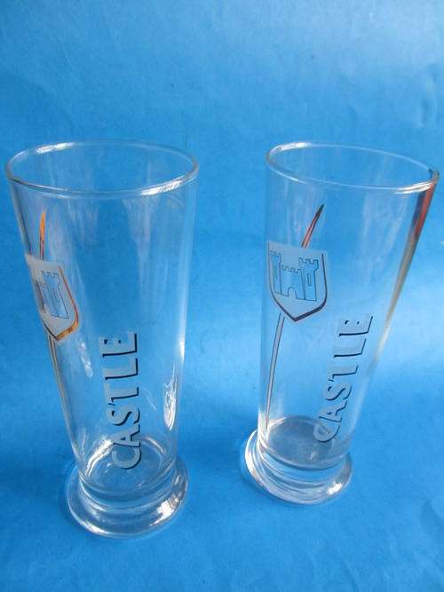 PAIR OF CASTLE LAGER DRAFT GLASSES