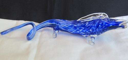 BLUE MURANO HAND BLOWN GLASS LIZZARD