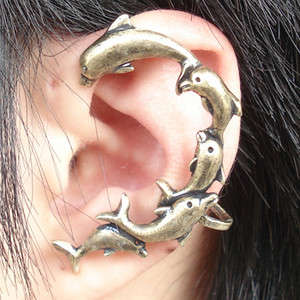 Dolphin wrap around earring / ear cuff