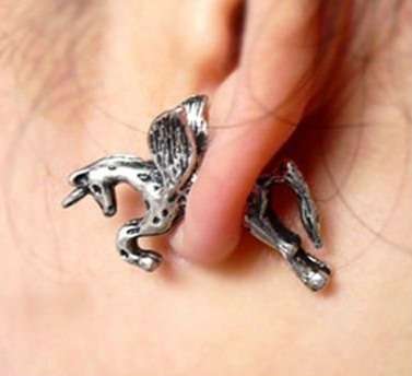 Unicorn earring / ear cuff Silver