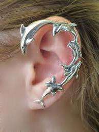 Dolphin wrap around earring / ear cuff Silver