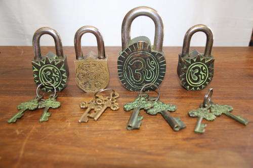 Vintage Indian Made Brass Padlocks (4)