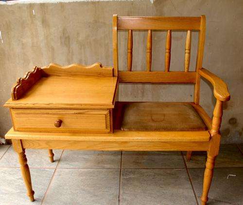 Vintage Solid Oak Telephone Chair
