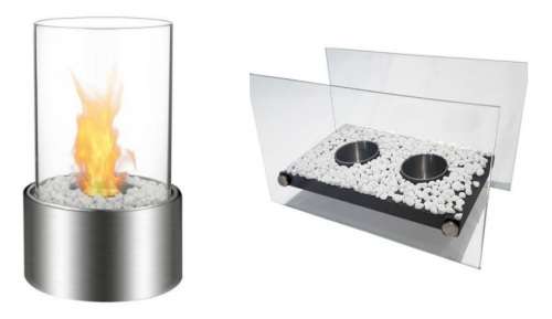 Ethanol Tabletop Fireplaces with White Stones