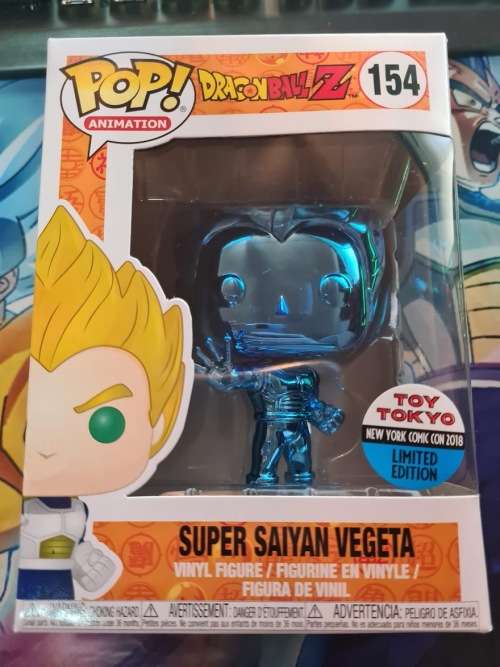 Funko Pop! - Dragon Ball Z - Blue Chrome Vegeta - Toy Tokyo Sticker [Box damage special]