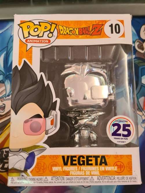 Funko Pop! - Dragon Ball Z -  Vegeta - Silver Chrome - Funimation (Box Damage) + Protector