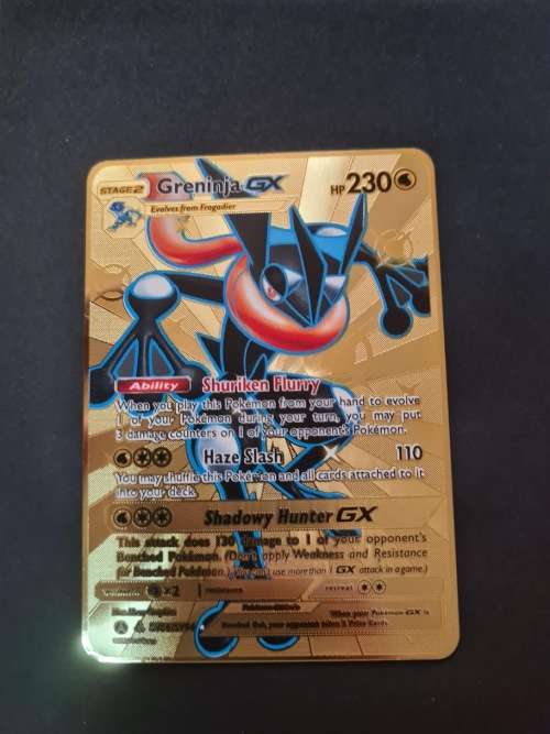 Pokemon - Custom Gold Metal Card - Shiny Greninja GX