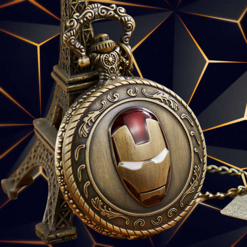 Retro Bronze Pocket Watches - Marvel Comics - Iron Man