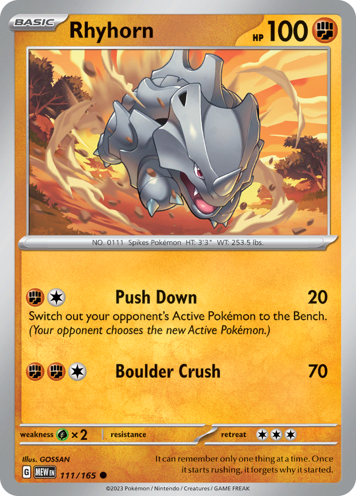 Pokemon Trading Card Game - 151 - Rhyhorn