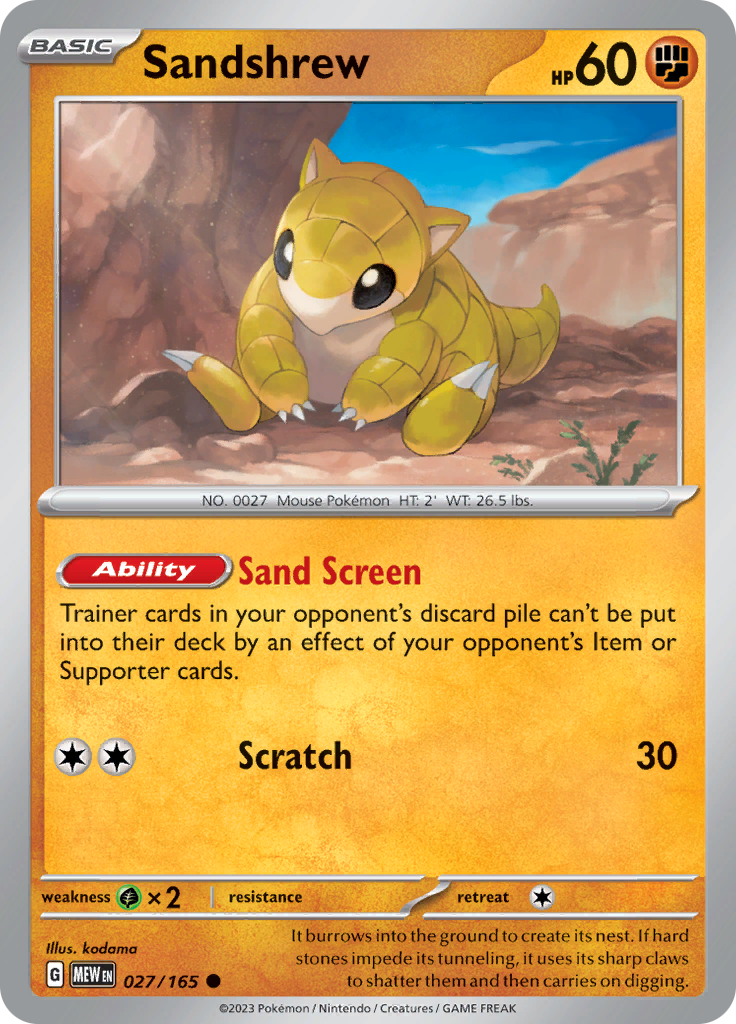 Pokemon Trading Card Game - 151 - Sandshrew