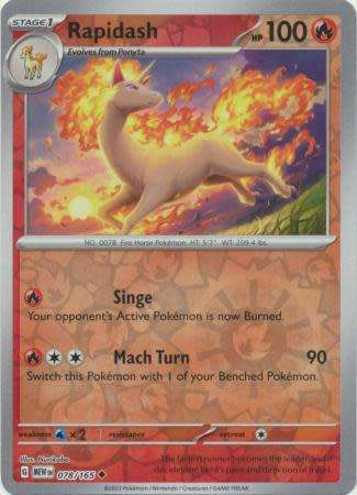 Pokemon Trading Card Game 151 - Rapidash - 078/165 - English - reverse holo