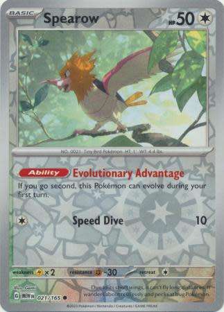 Pokemon Trading Card Game 151 - Spearow - 021/165 - English - reverse holo