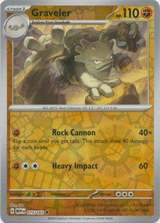 Pokemon Trading Card Game 151 - Graveler - 075/165 - English - reverse holo