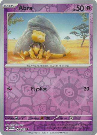 Pokemon Trading Card Game 151 - Abra - 063/165 - English - reverse holo