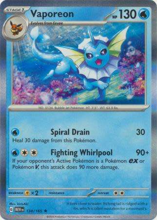 Pokemon Trading Card Game - Vaporeon - 134/165 - Holo Rare Scarlet & Violet 151