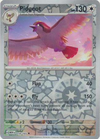 Pokemon Trading Card Game - Pidgeot - 018/165 - Uncommon Reverse Holo Scarlet & Violet 151