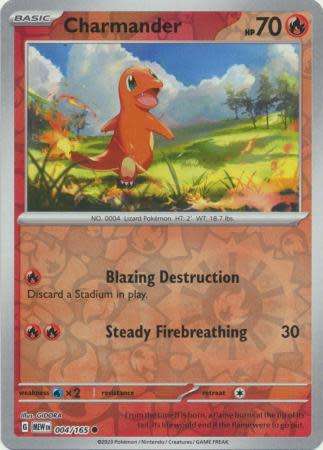 Pokemon Trading Card Game - Charmander - 004/165 - Common Reverse Holo Scarlet & Violet 151