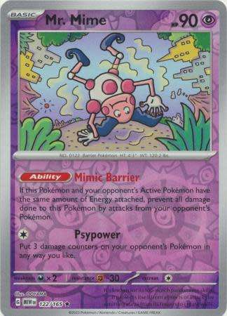 Pokemon Trading Card Game - Mr. Mime - 122/165 - Holo Rare Reverse Holo Scarlet & Violet 151