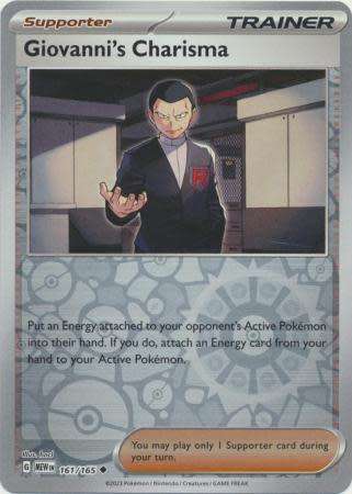 Pokemon Trading Card Game - Giovanni`s Charisma - 161/165 - Uncommon Reverse Holo Scarlet & Violet 1
