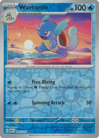 Pokemon Trading Card Game - Wartortle - 008/165 - Uncommon Reverse Holo Scarlet & Violet 151
